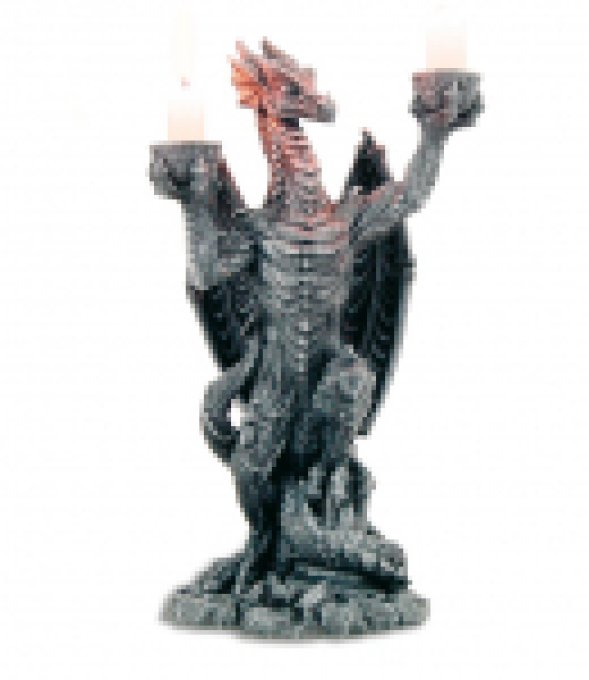 Double bougeoir dragon debout