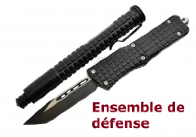 Pack baton télescopique +couteau automatique assortie
