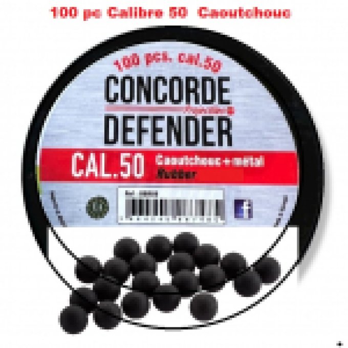 Boites de 100 Billes caoutchouc Noire Cal. 50